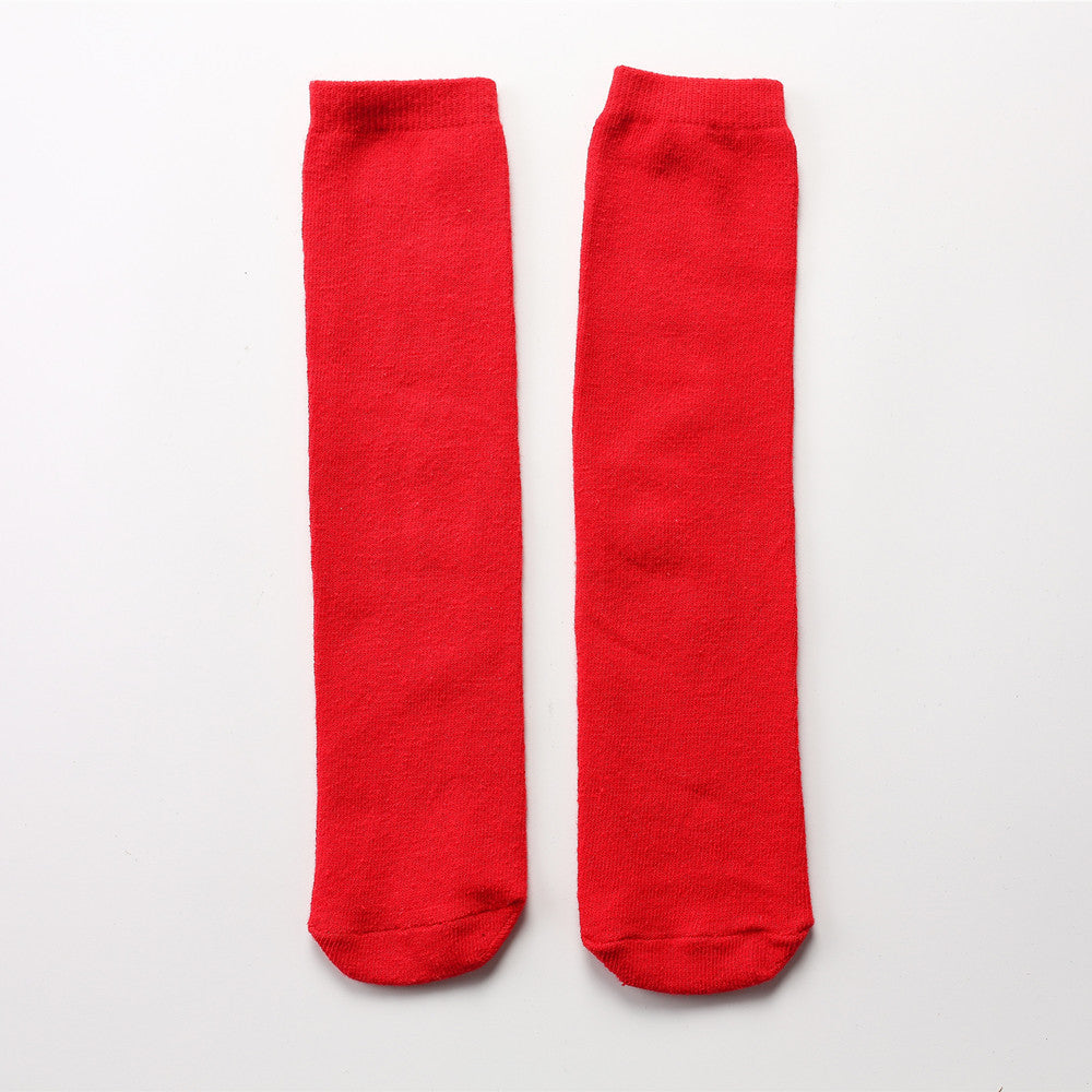 Solid Color Middle Tube Bright Color College Style Parent-child Socks