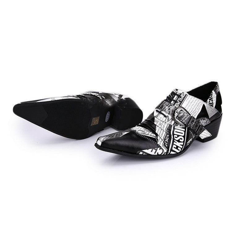 Cowhide Buckle Breathable Lace-up Men's Shoes