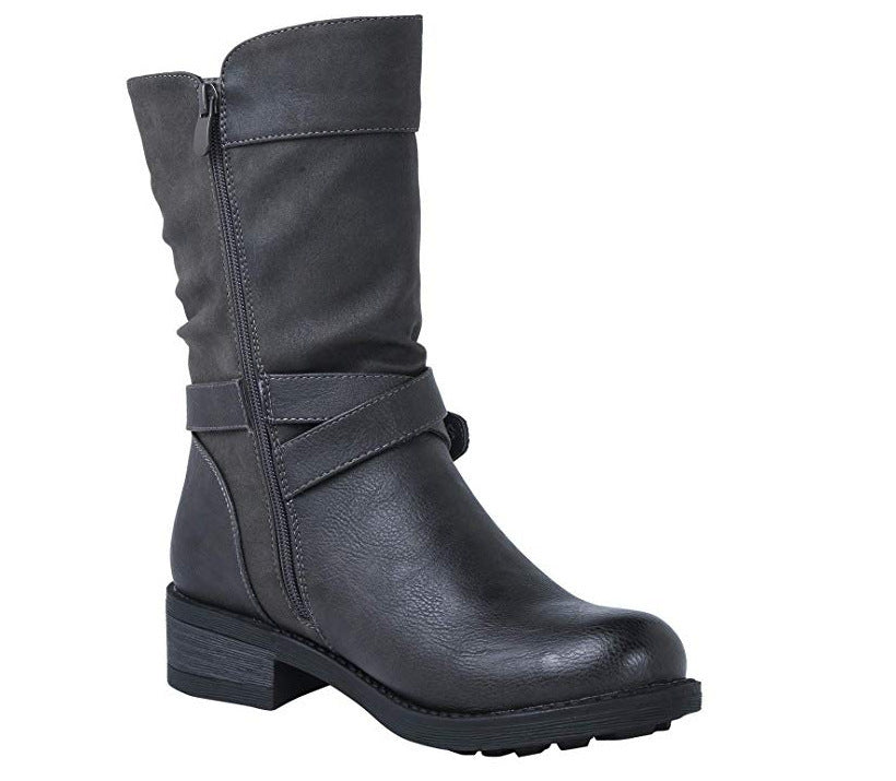 Martin Boots Foreign Trade Large Size Women's Shoes Belt Low Heel Casual Boots