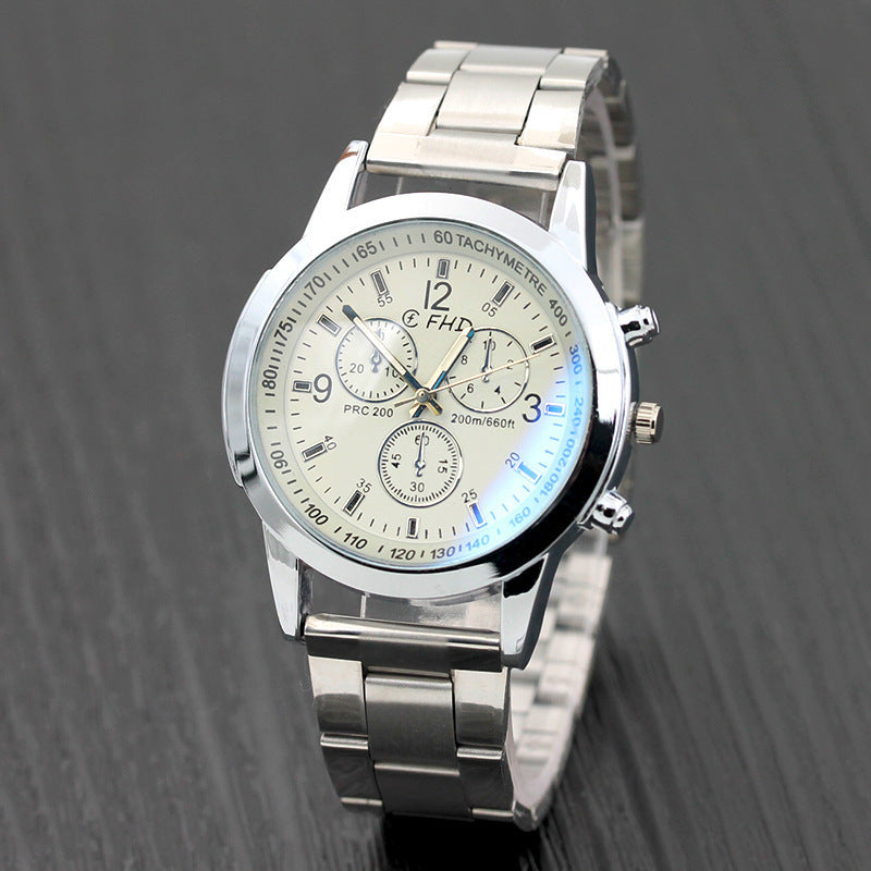 Blue Glass Belt Men's Watch Fashion Gift Quartz Watch