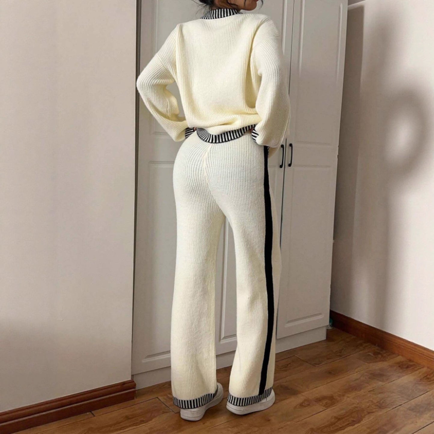 New Korean-style Jacquard Crew-neck Long-sleeve Set