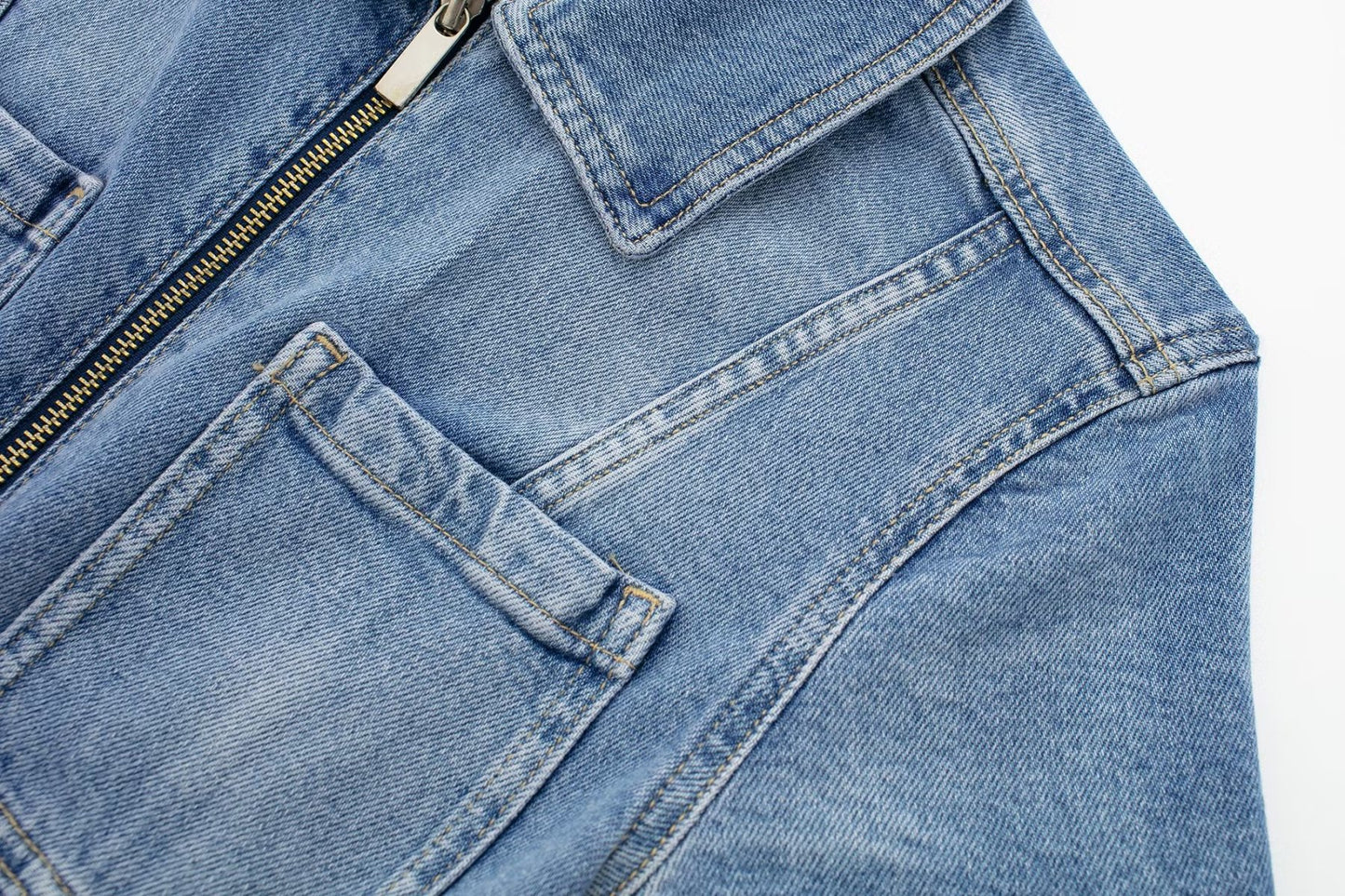Fall European And American Style Long Denim Jumpsuit