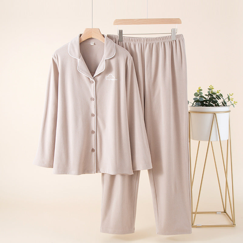 New Womens Solid-color Embroidered Loose-fitting Set