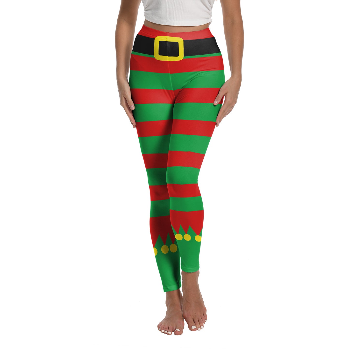 Juleprintede sports-yoga-elastik-leggings til kvinder