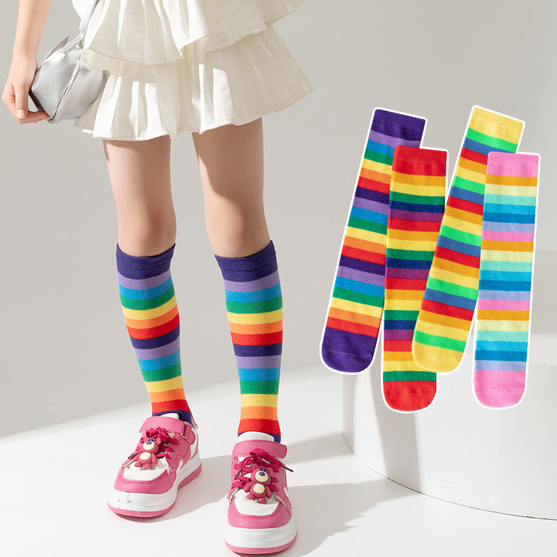 Rainbow Spring And Autumn Stockings Girls