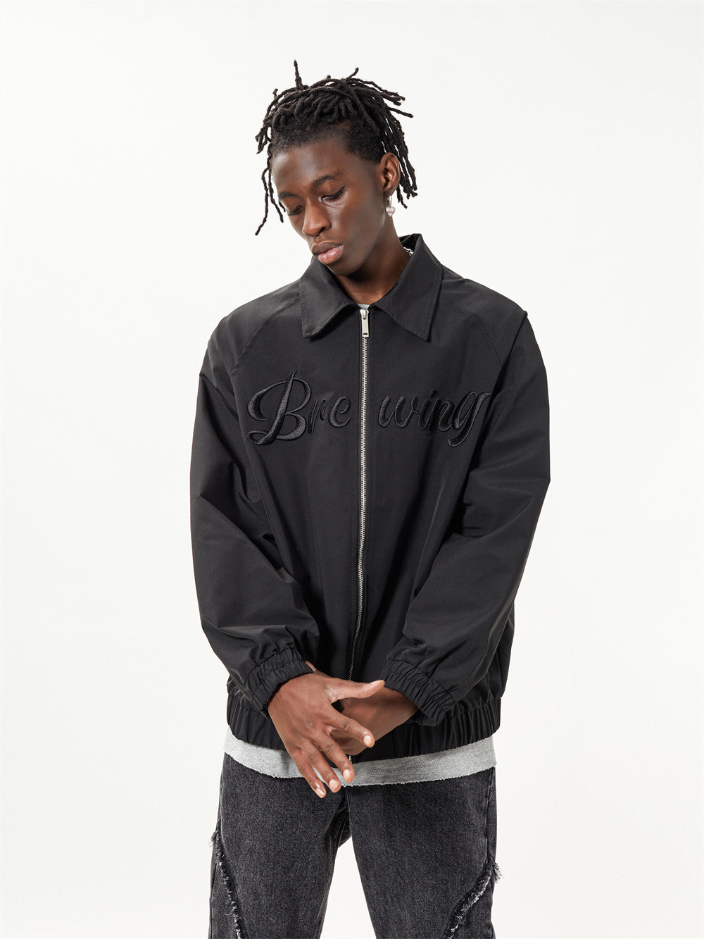 Letter Embroidered Bomber Jacket Men's Spring And Autumn