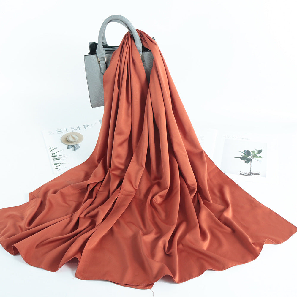 Solid Color Casual Malay Scarf Satin Shawl