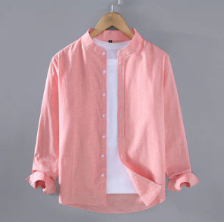 Spring And Autumn Thin Stand-up Collar Long-sleeved Men's Shirt