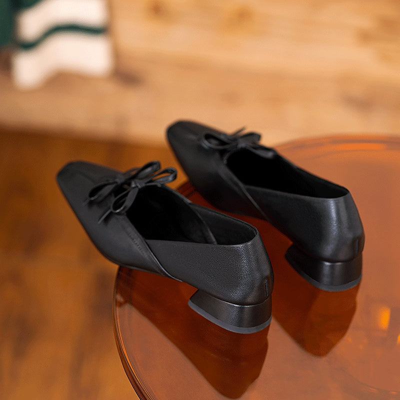 Women's Genuine Leather French Square Toe High Heels