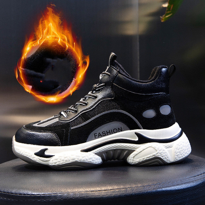 Women's Thick Sole Breathable Leather Casual Sneakers