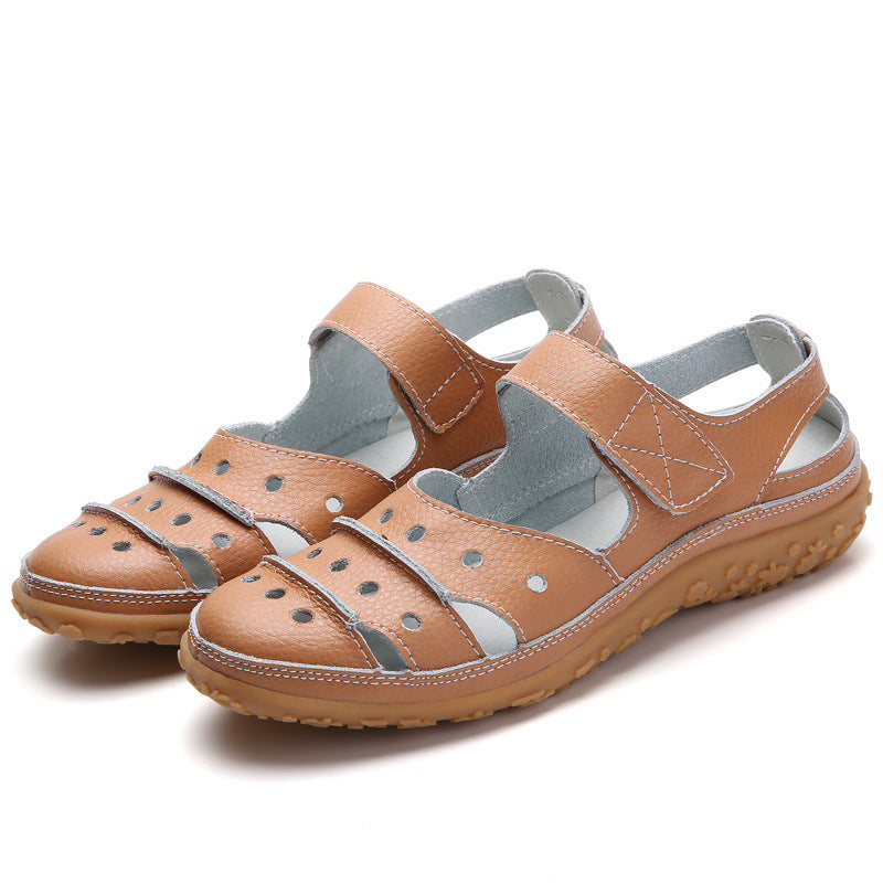 Hollow hole shoes leather mom shoes