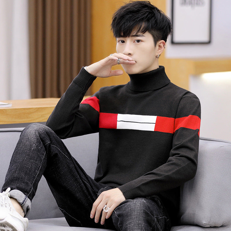 Men's Long Sleeve M Letter Turtleneck Pullover