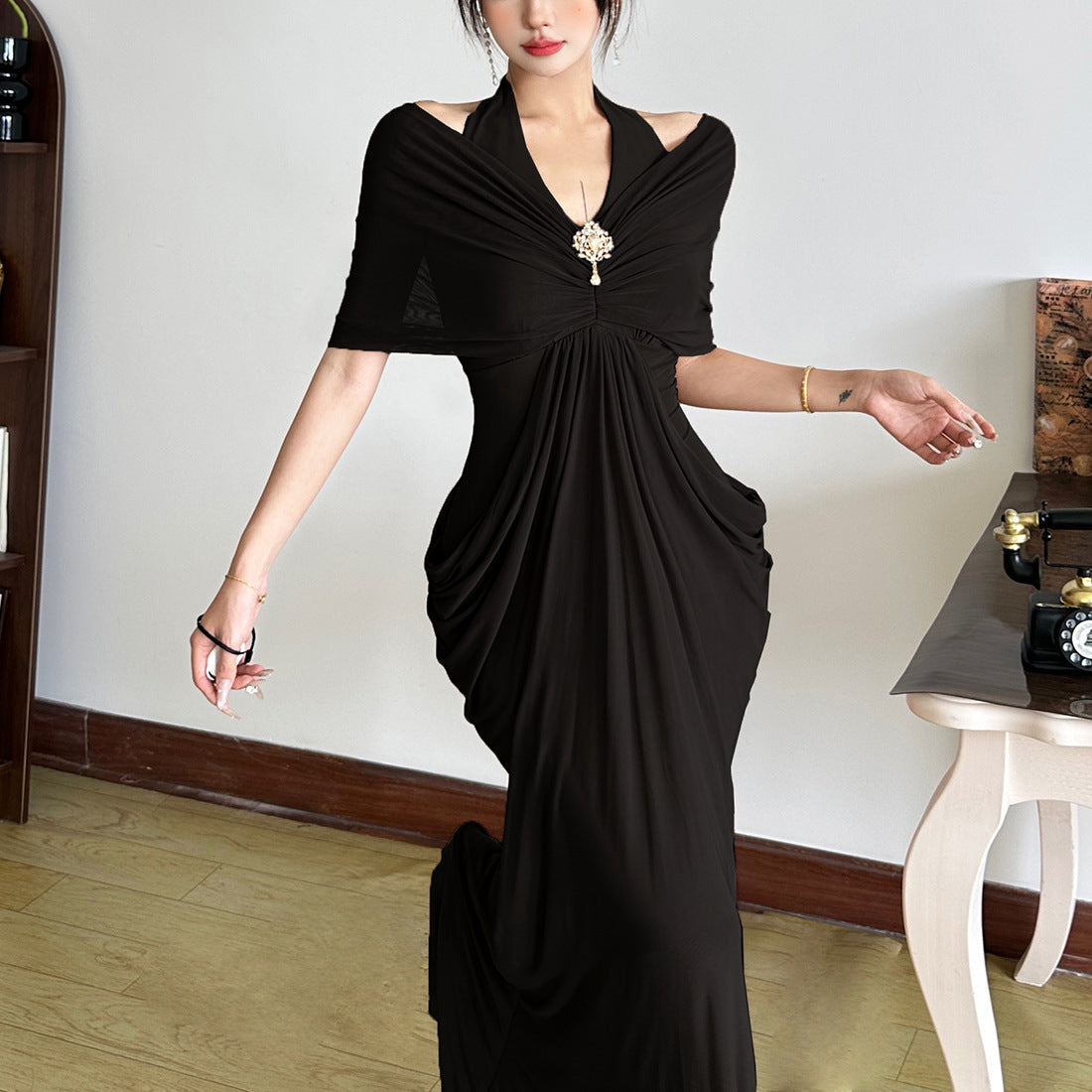 Strapless Mesh-Panel Bodycon Sheath Dress