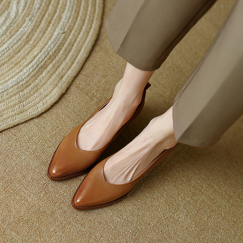 Womens Sheepskin Low-cut Heels