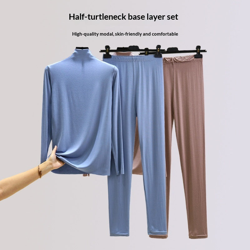 Long Sleeve Modal Semi-high Neck Base Set