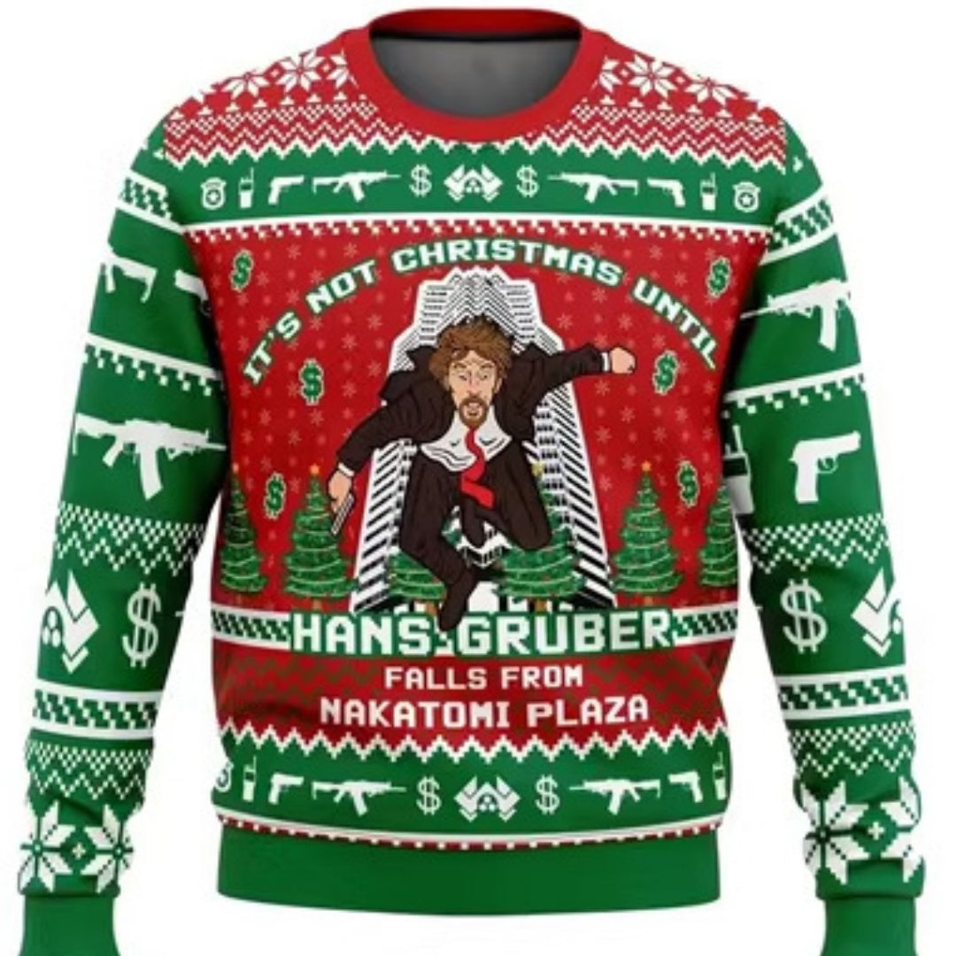 Santa Elk Long Sleeve Round Neck Loose Top