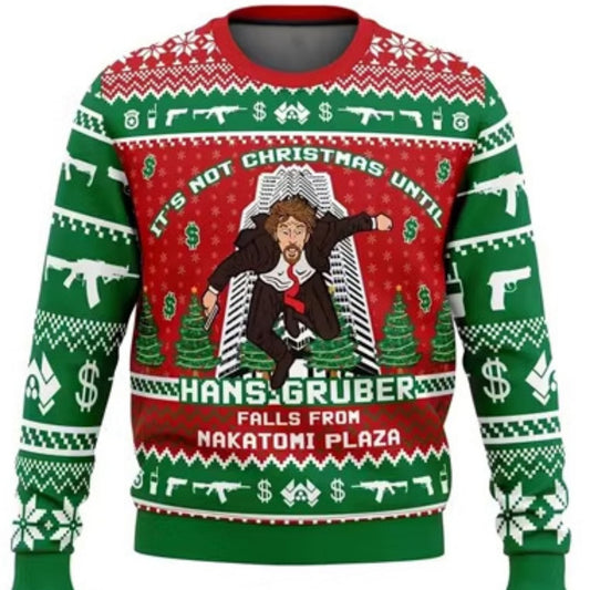 Santa Elk Long Sleeve Round Neck Loose Top