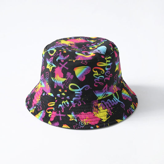 Spring Summer Heart Print Reversible Bucket Hat