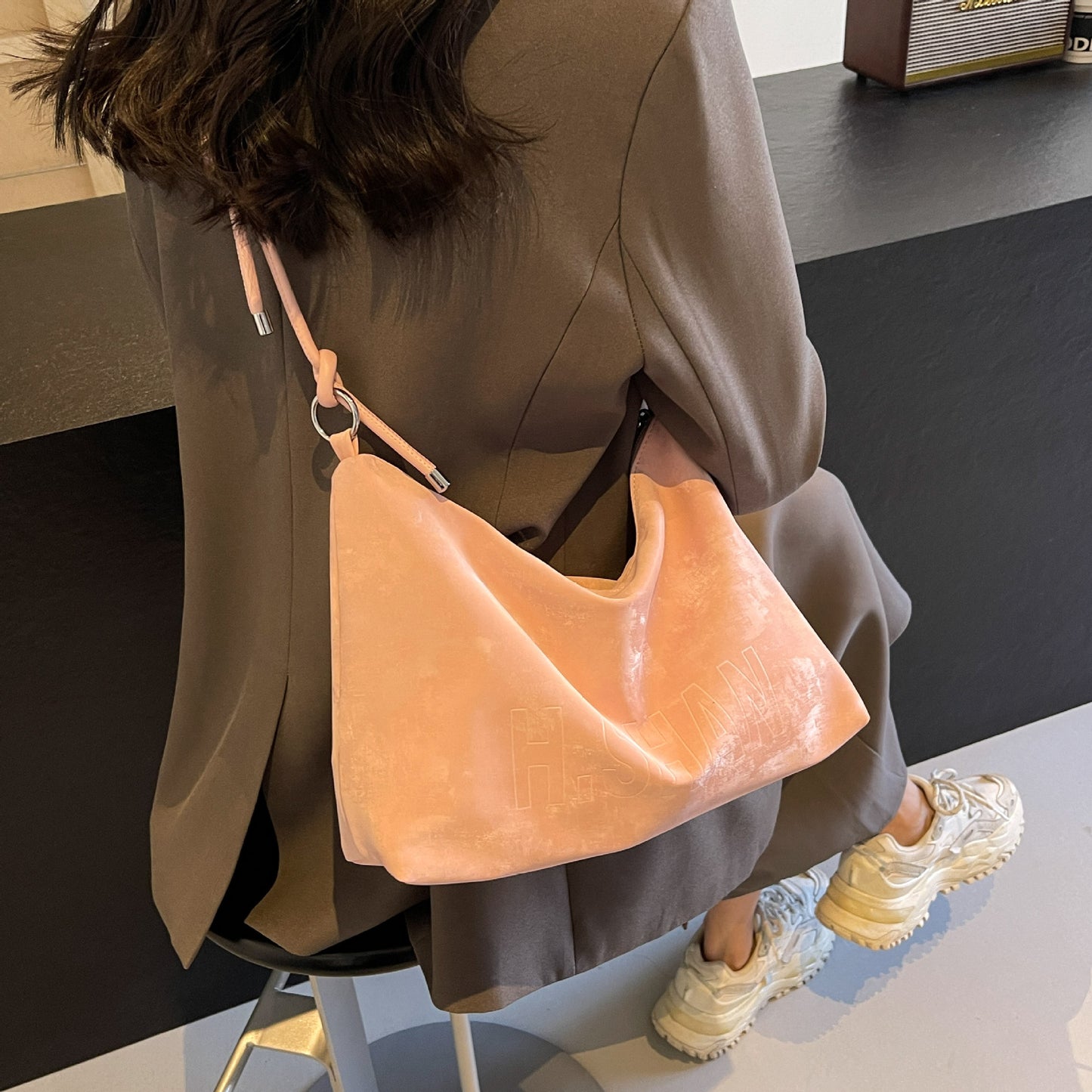 Efterår og vinter crossbody stor kapacitet spandtaske mode all-match høj sans