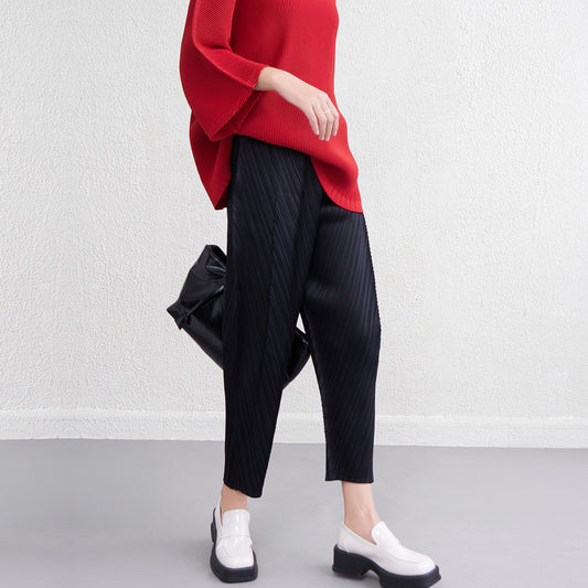 Pleated Craft Spring And Summer High Waist Slimming Skinny Pants