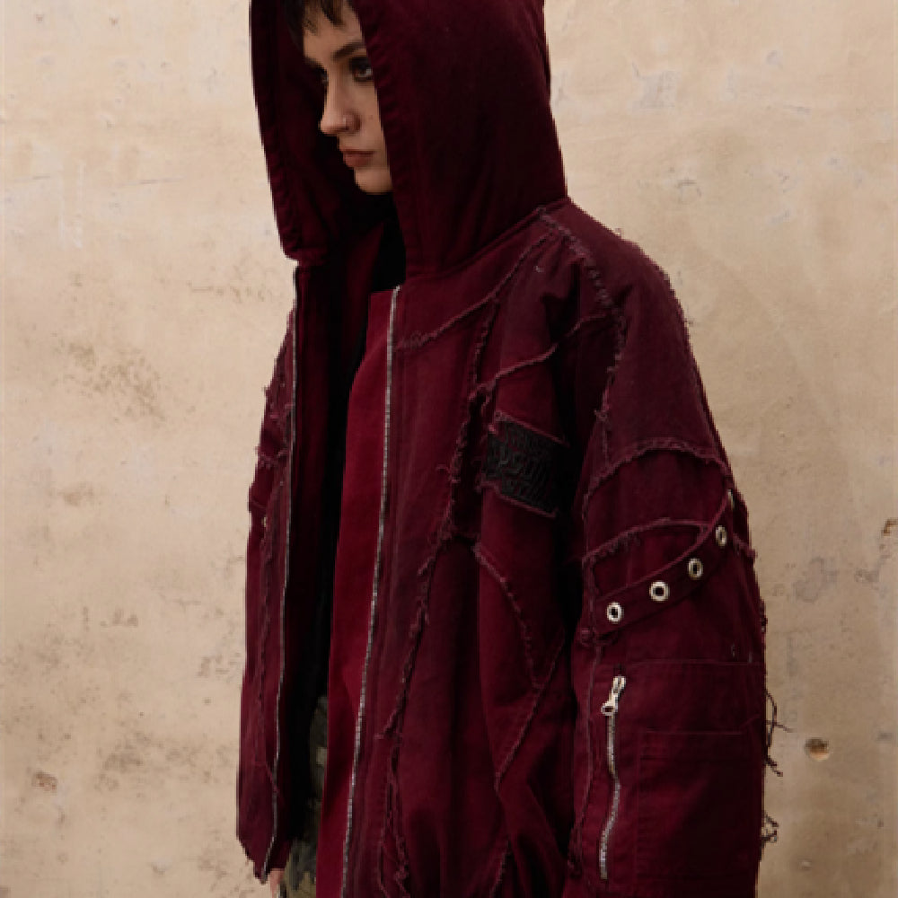 Carved, Ground Stained Hand Painted Hooded Cotton Jacket
