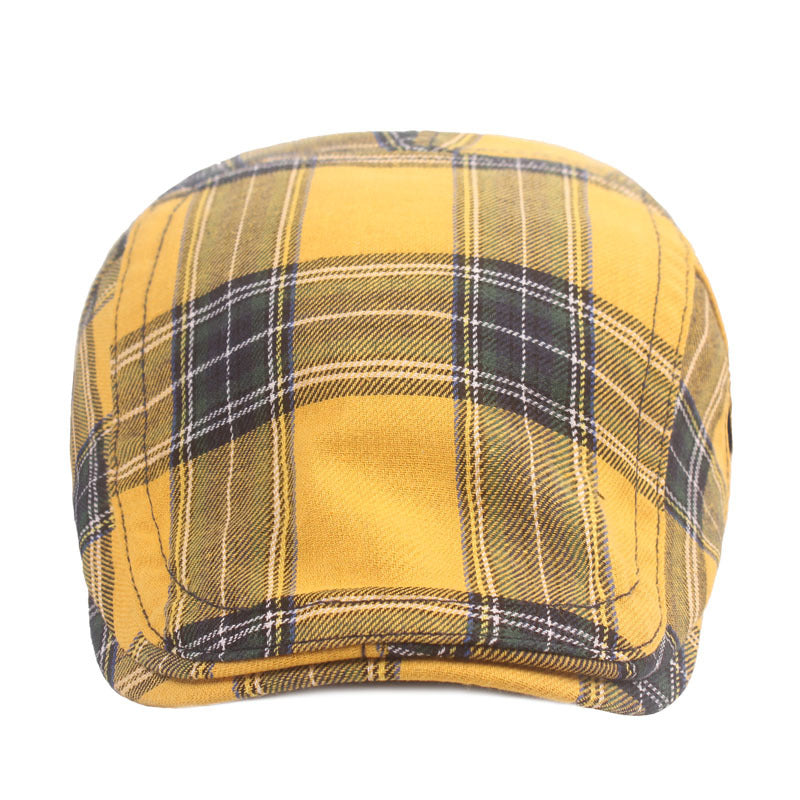 Men's And Women's Literary And Artistic Simple Plaid Sun Hat