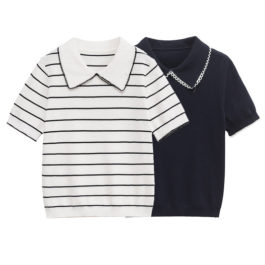 Summer New Polo Collar Thin Women's Short Sleeve