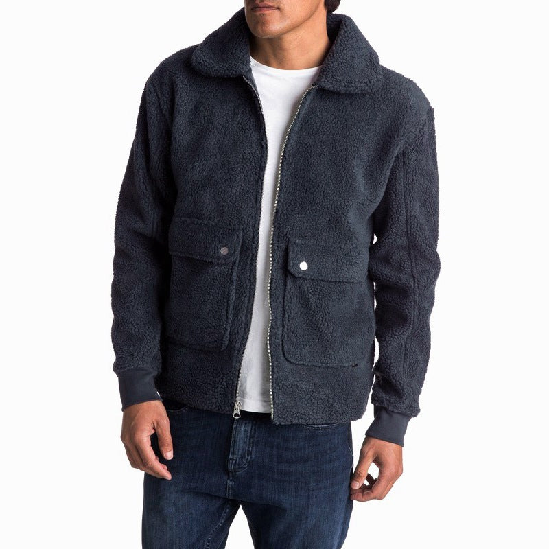 Fall Winter Lapel Long-sleeved Thick Plush Jacket