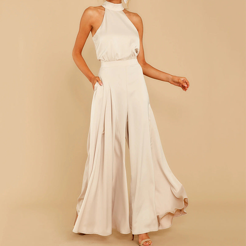 Women's Strapless High Waist One-piece Wide-leg Trousers