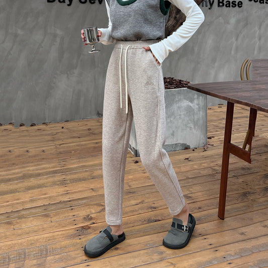 Fleece-lined Thick Casual Pants Women's Antelope Velvet High Waist