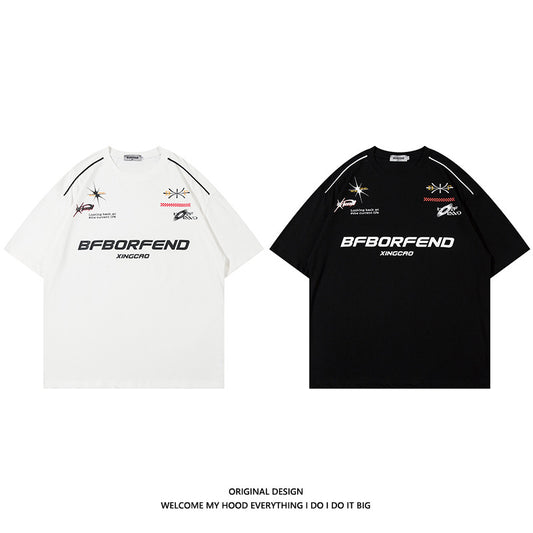 Bomuld Ins Retro Kortærmet T-shirt Mænds Sommer Europæisk Og Amerikansk Hip-hop Mode Printet Top
