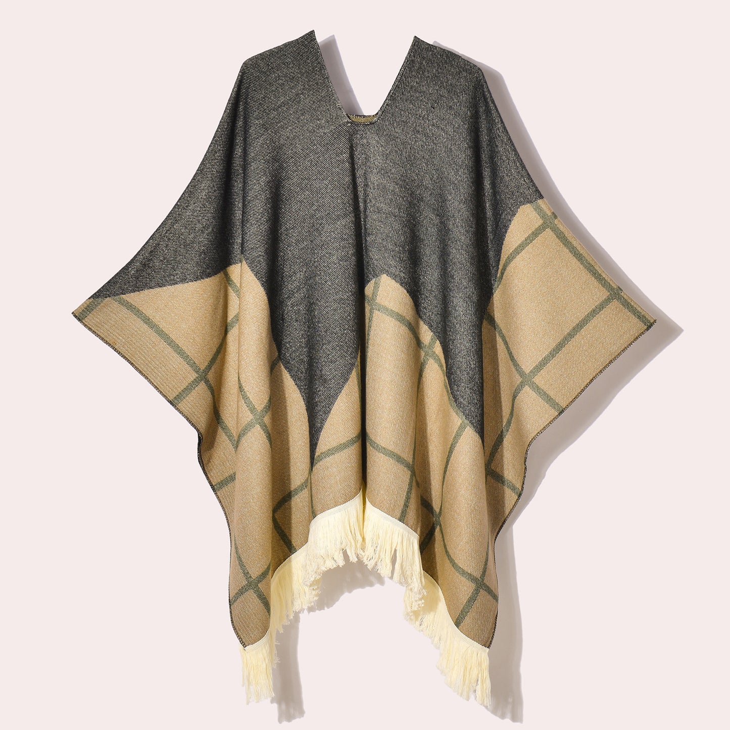 Western Denim Style Men's And Women's Shawl Tassel Pullover Keep Warm Outdoor Large Cloak