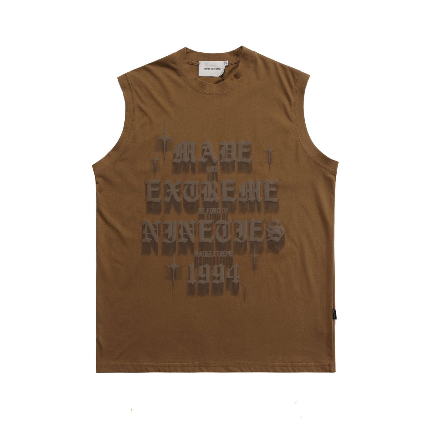 Alphabet Foam Print Vest And Bottoming Shirt