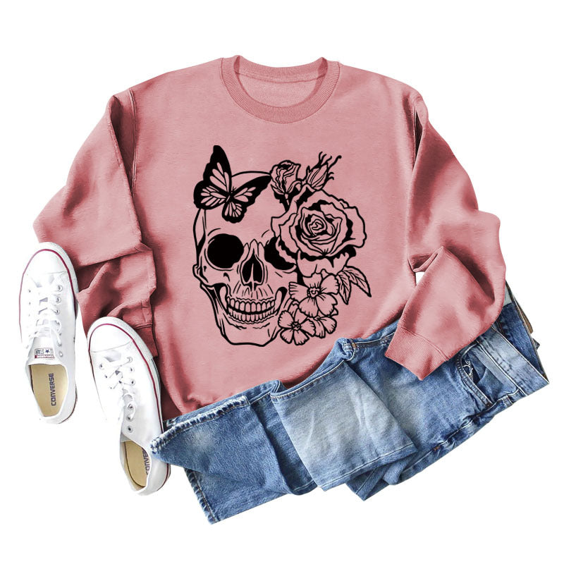Women's Skull Butterfly Long Sleeved Sweater