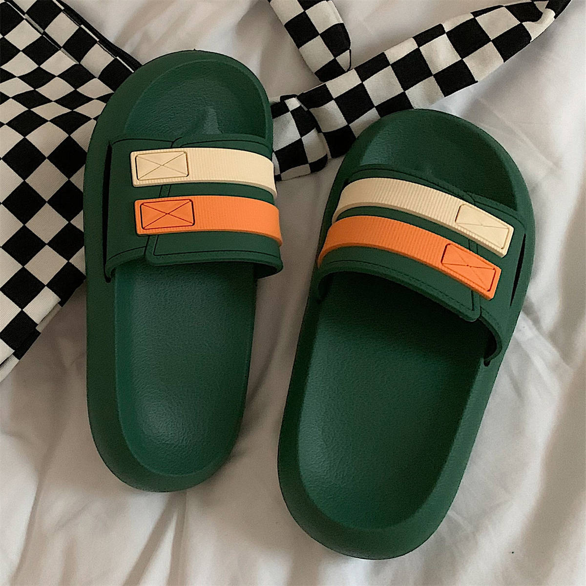 Fashion Outer Wear Thick-soled Striped Beach Shoes Women