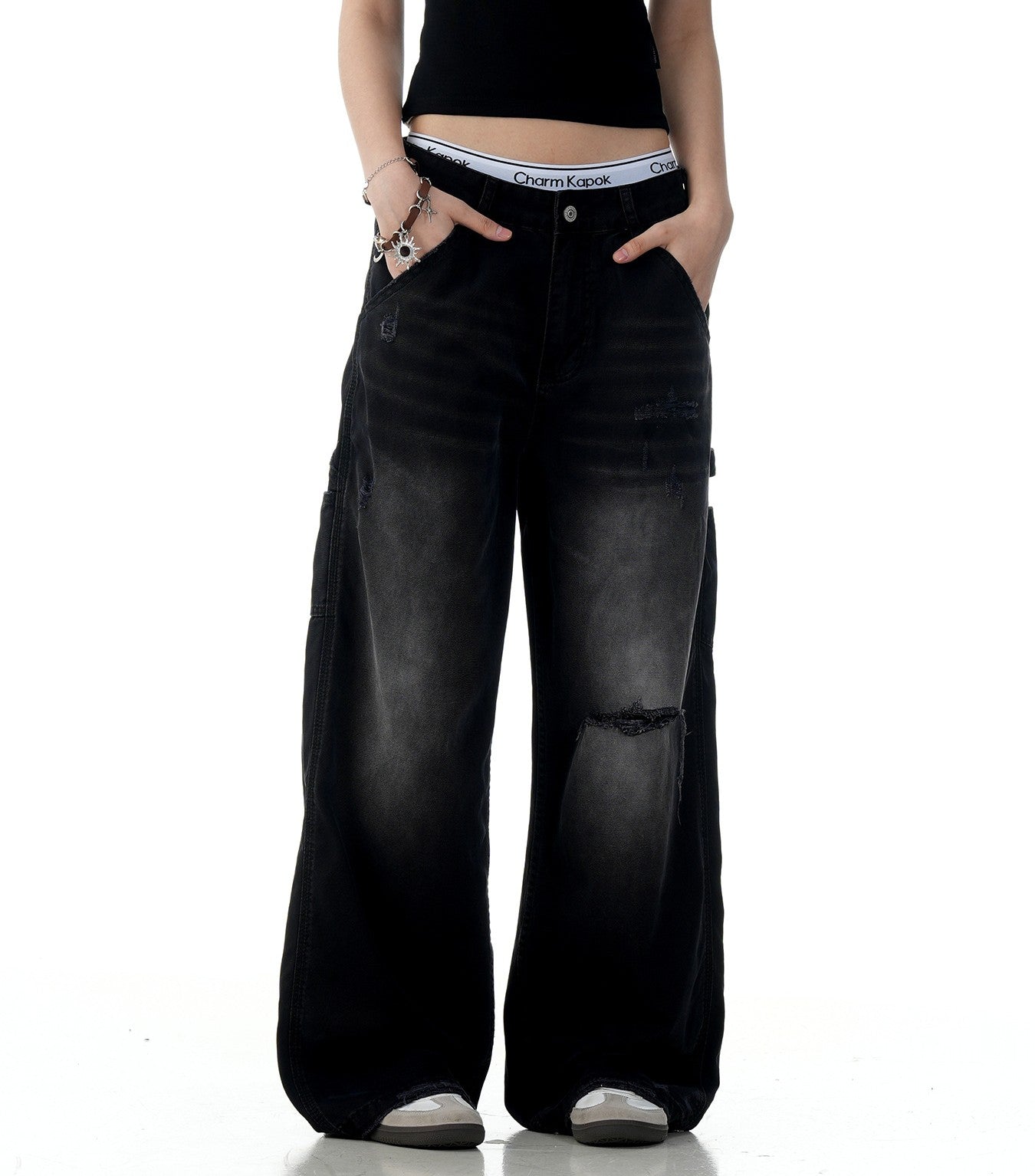 American Retro Tattered Jeans Jeans