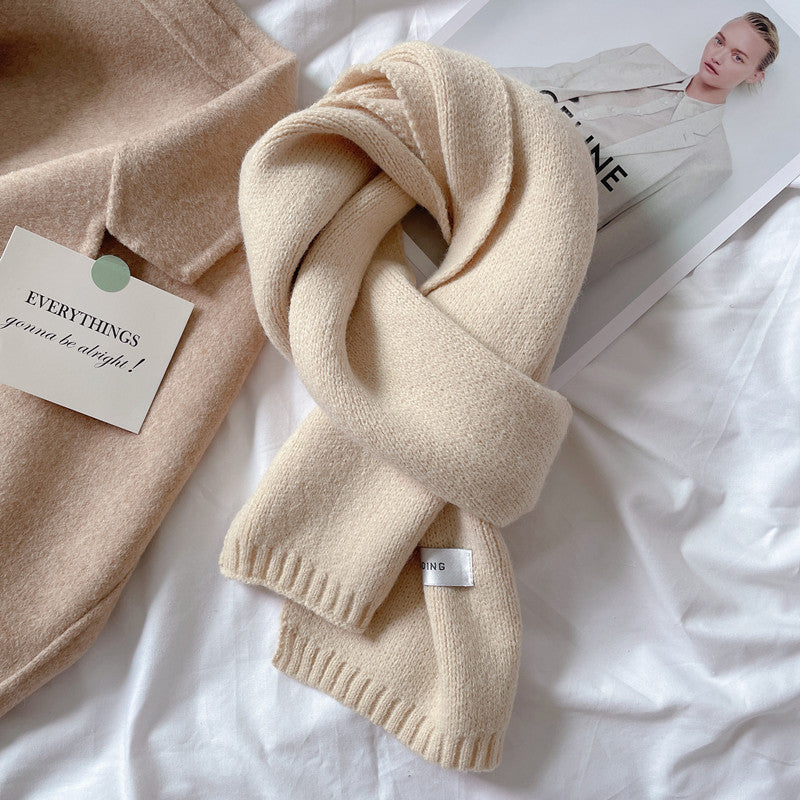 Students' Solid Color Trendy White All-match Scarf