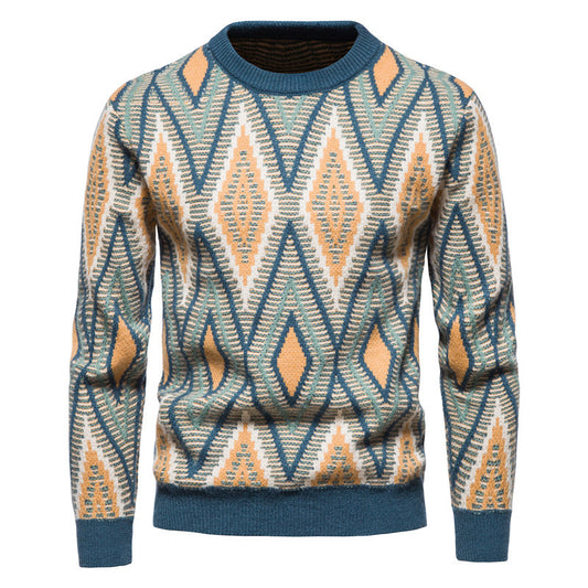 Lingge Slim Jacquard Sweater Fashion Knit Top