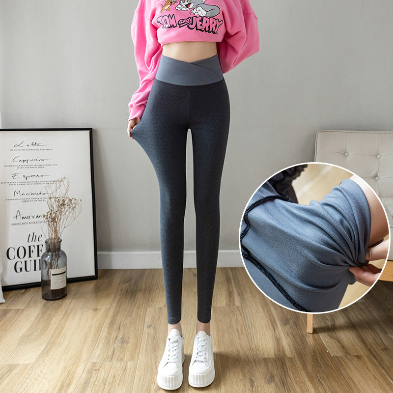 Cross Waist Leggings Women's High Waist Outerwear