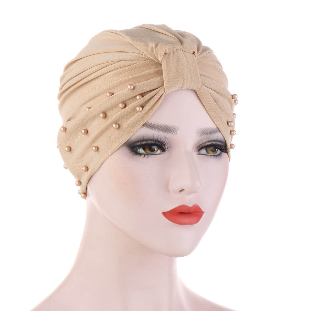 Beaded Tam-o'-shanter Muslim Solid Color Women's Base Small Hat