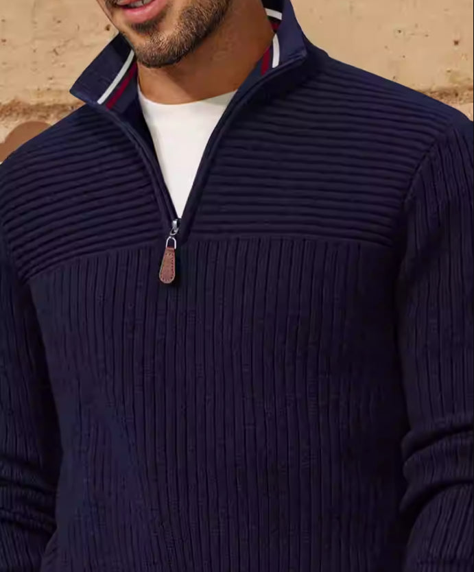Halvlynlås Sweater med Ståkrave til Mænd