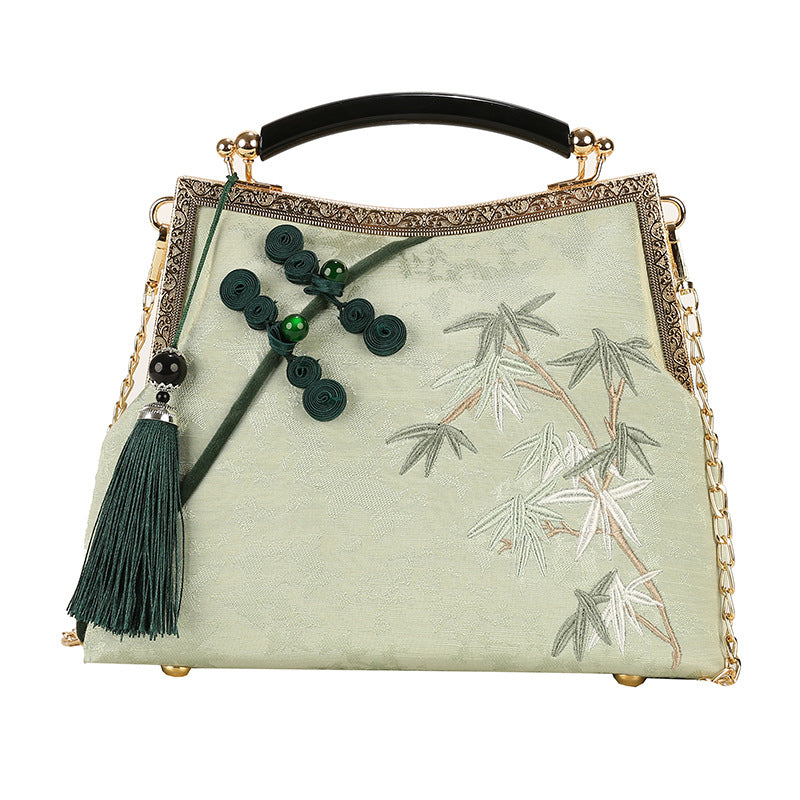 Lucky Bamboo Broderi Håndtasker til Kvinder