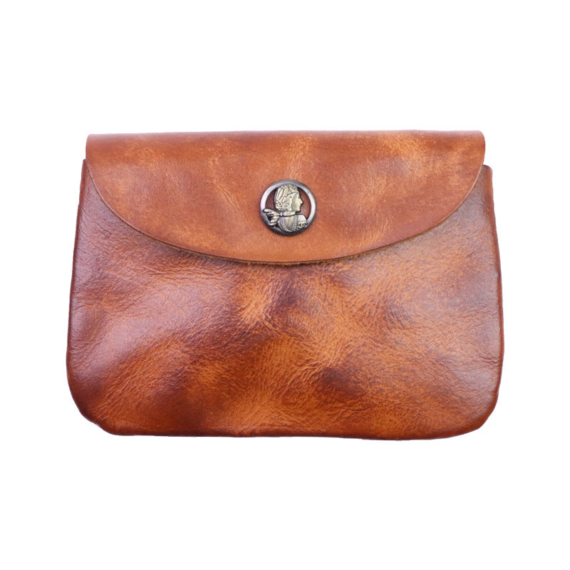 First Layer Cowhide Skeleton-skin Card Bag Women's Distressed