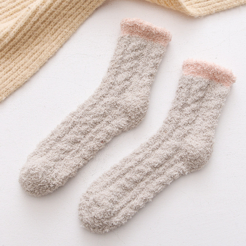 Color Twist Coral Fleece Winter Tube Socks