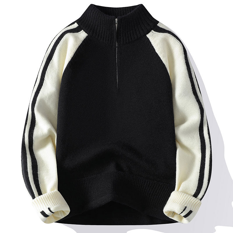 Half Zipped Stand Collar Sweater Men's Autumn