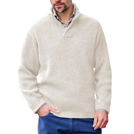 New Style Sweater Men's Solid Color High Collar Long Sleeve Sweater