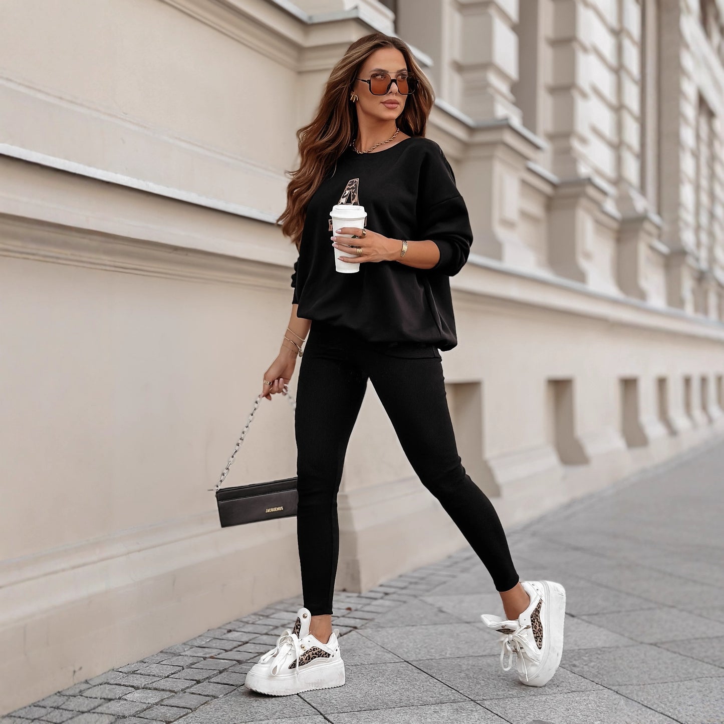 Foreign Trade Casual Sweatshirt Fashionable American-Style Pullover Women's Sporty Leisure Sweatshirt Two-Piece Set