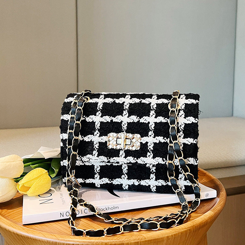 Damemode Trendy Kædetaske Tekstur Crossbody