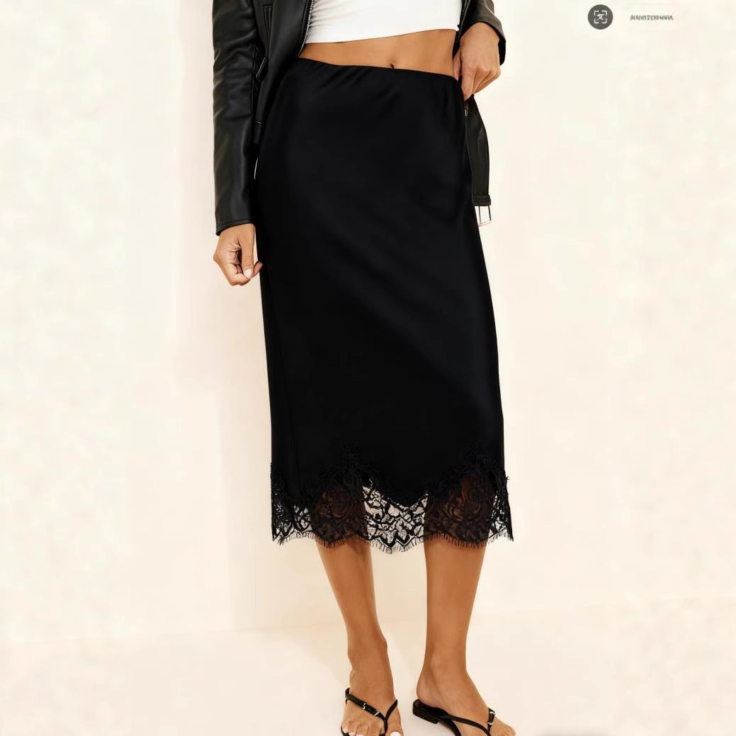 Women's Lace Patchwork Color Block Skirt
