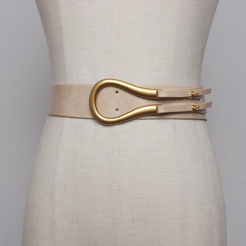 Belt Women's Skirt Metal Buckle U-shaped Belt Decorative Windbreaker Outer Wear Pant Belt